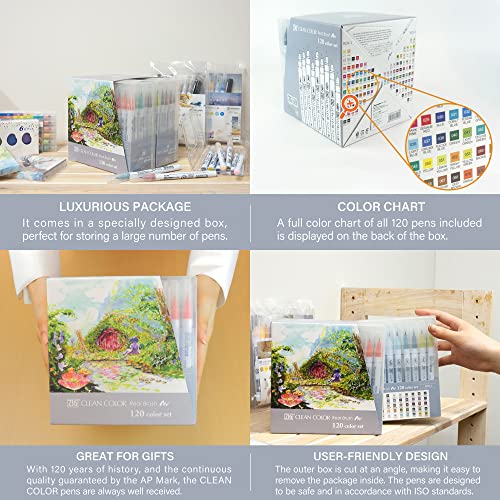 Kuretake ZIG Clean Color Real Brush Marker, 120 Colours set, Made in Japan