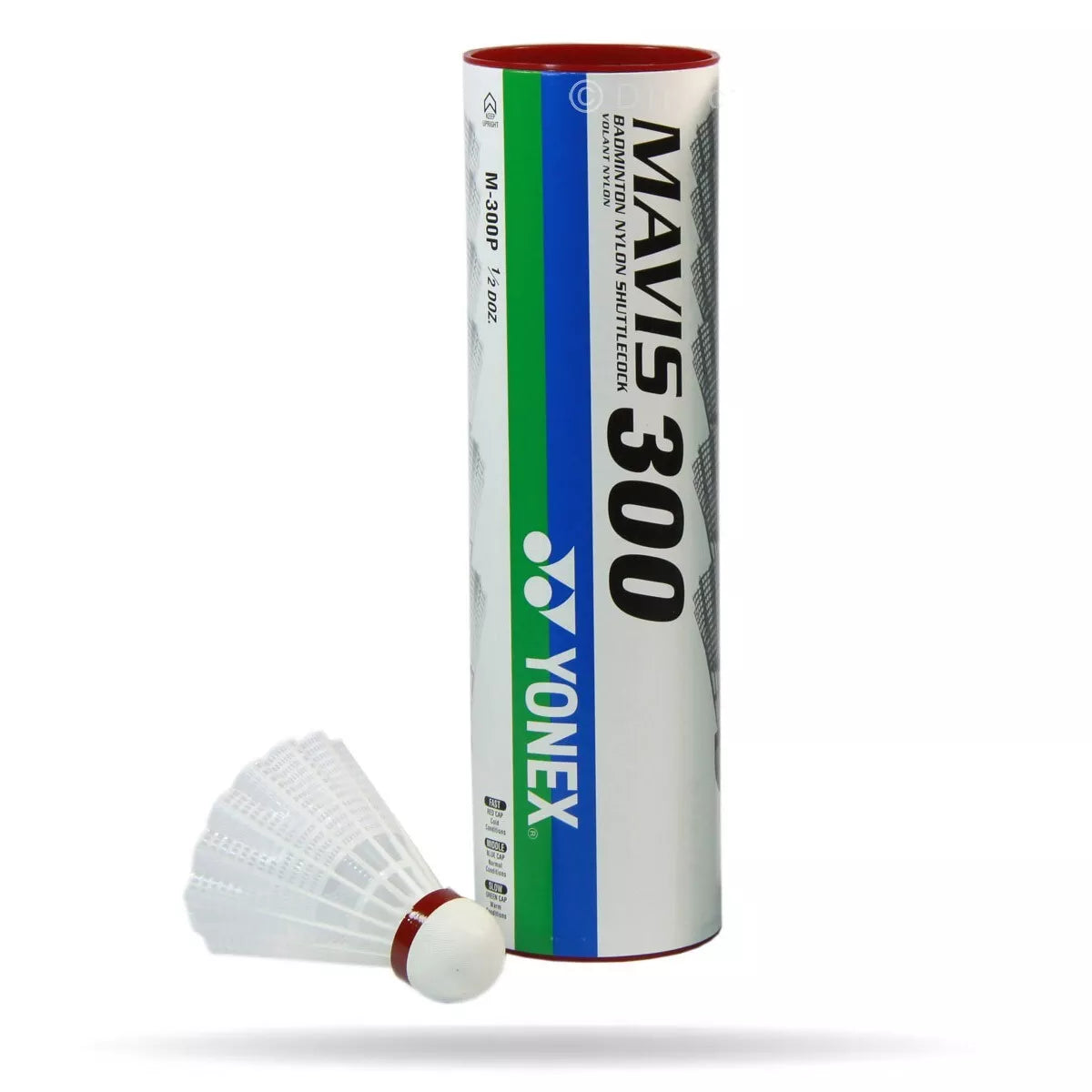 Yonex Mavis 300 Badminton Nylon Shuttlecock White Fast (Red) Tube of 6