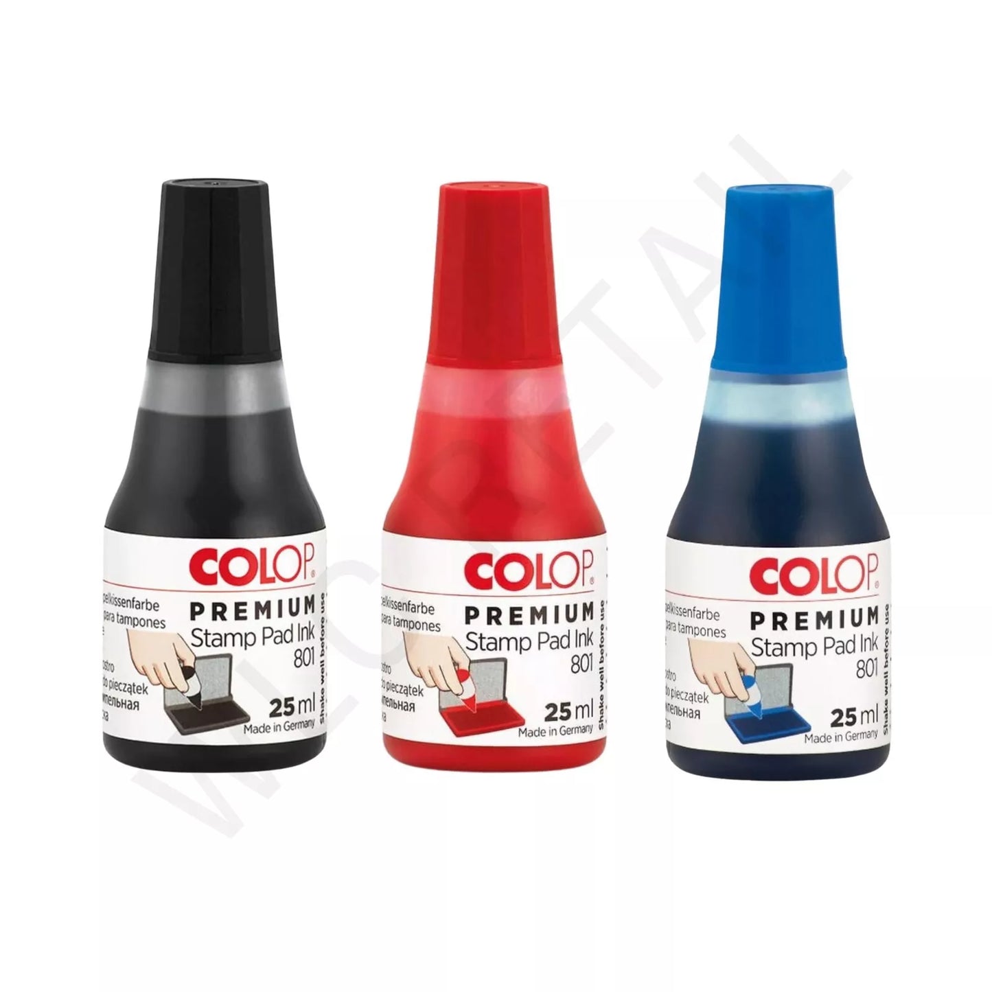 Colop 801 Stamp Pad Ink 25ml (Black, Red, Blue)