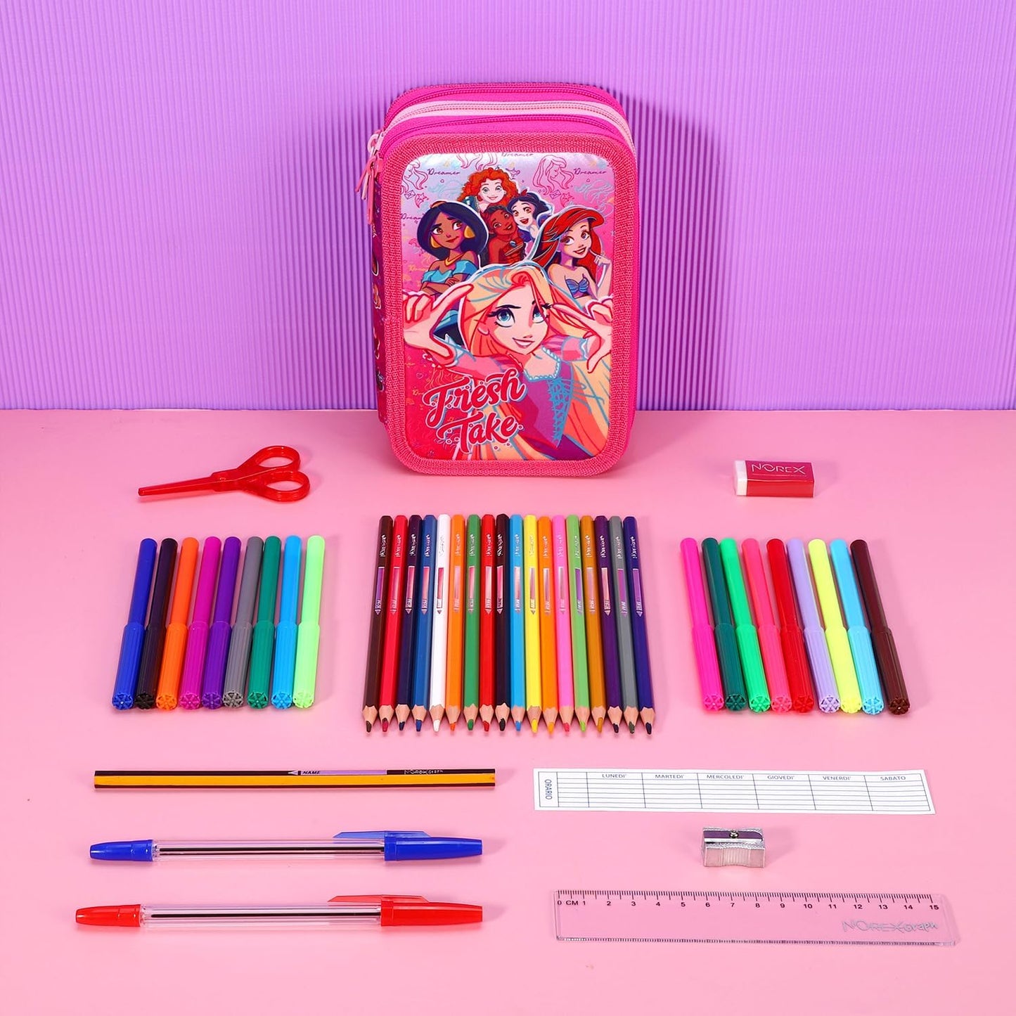 Disney Princess Pencil Case Large Stationery Set (45pcs)